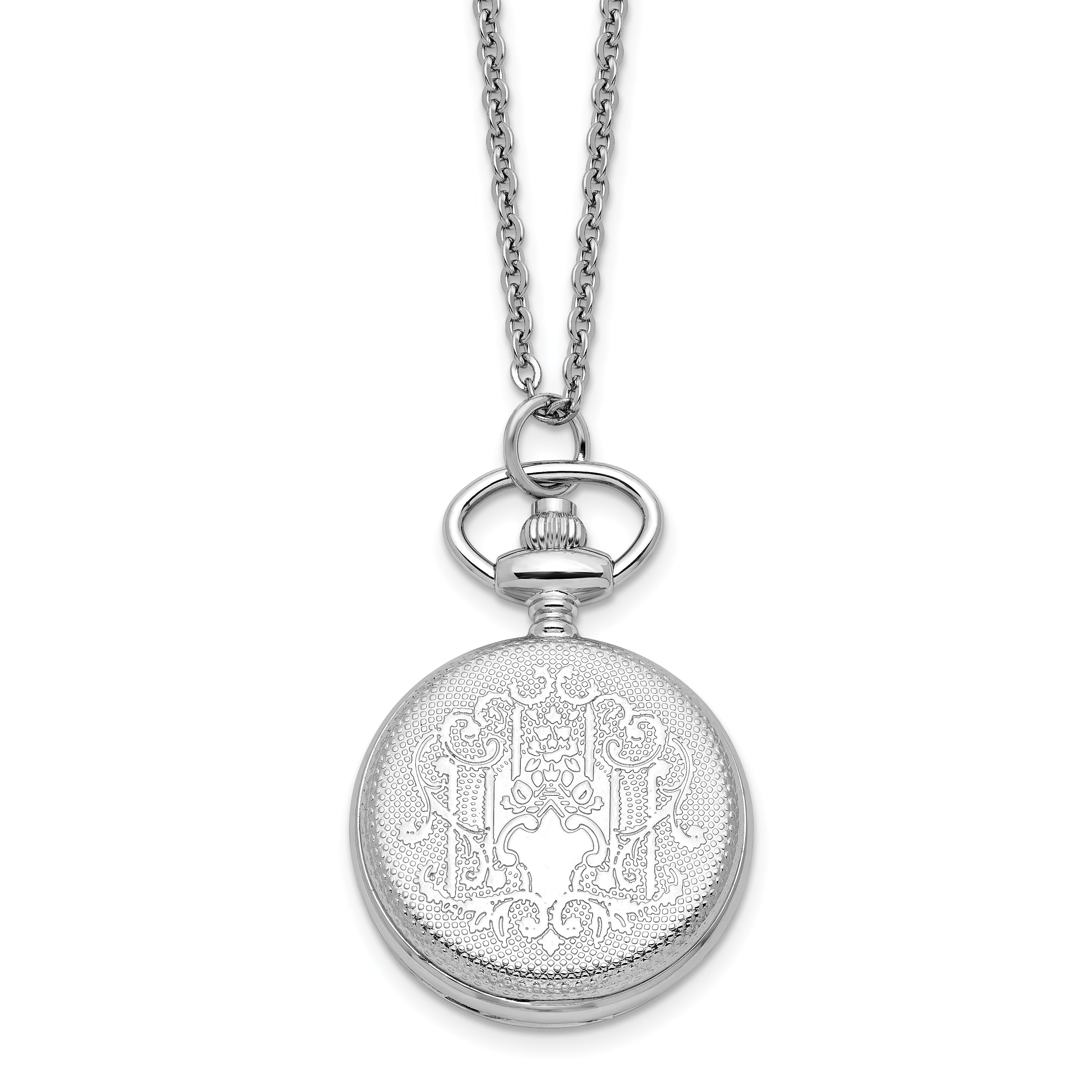 Charles Hubert Chrome-finish Quilted Design Pendant Watch