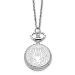 Charles Hubert Chrome-finish Quilted Design Pendant Watch