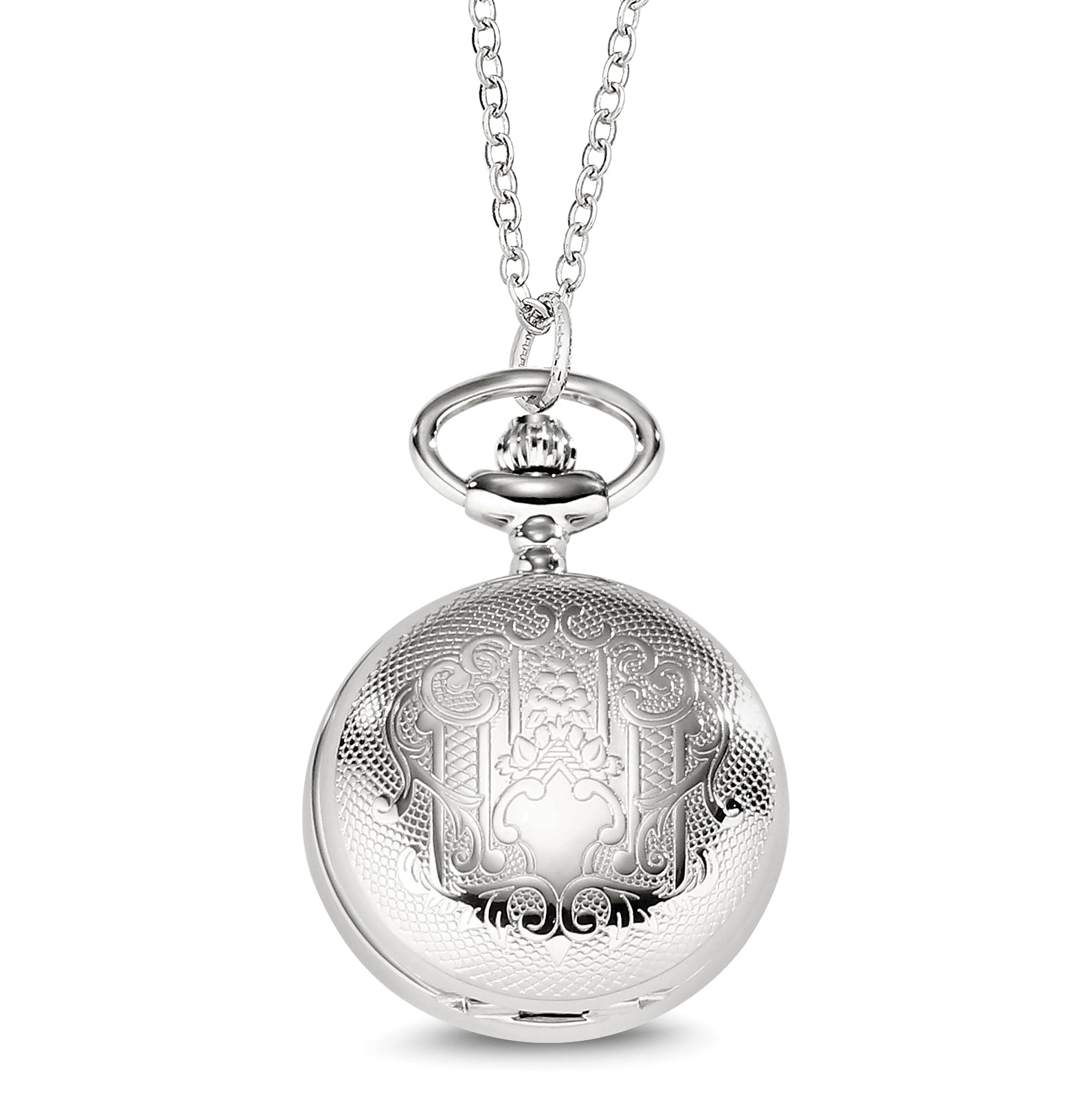 Charles Hubert Chrome-finish Quilted Design Pendant Watch