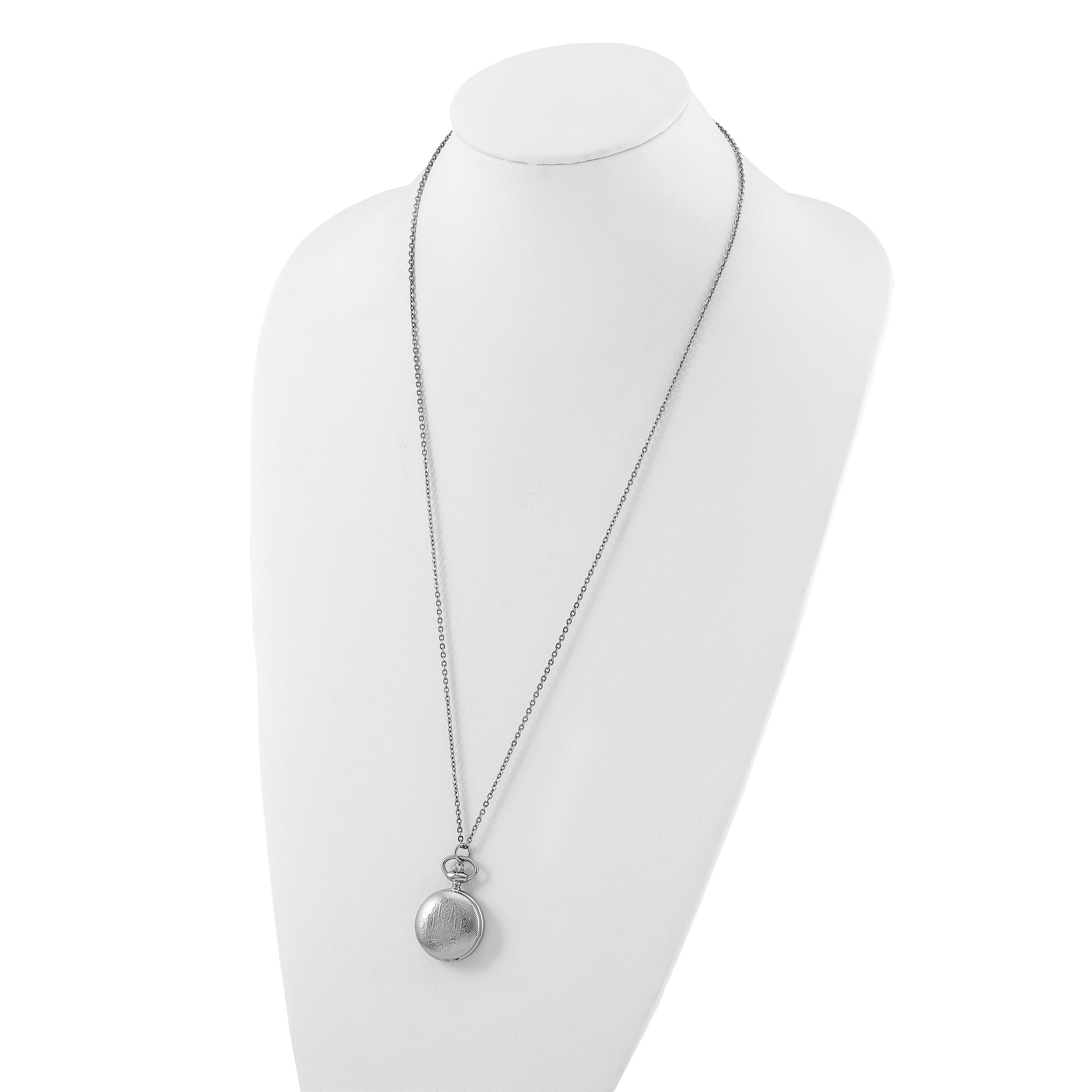 Charles Hubert Chrome-finish Quilted Design Pendant Watch