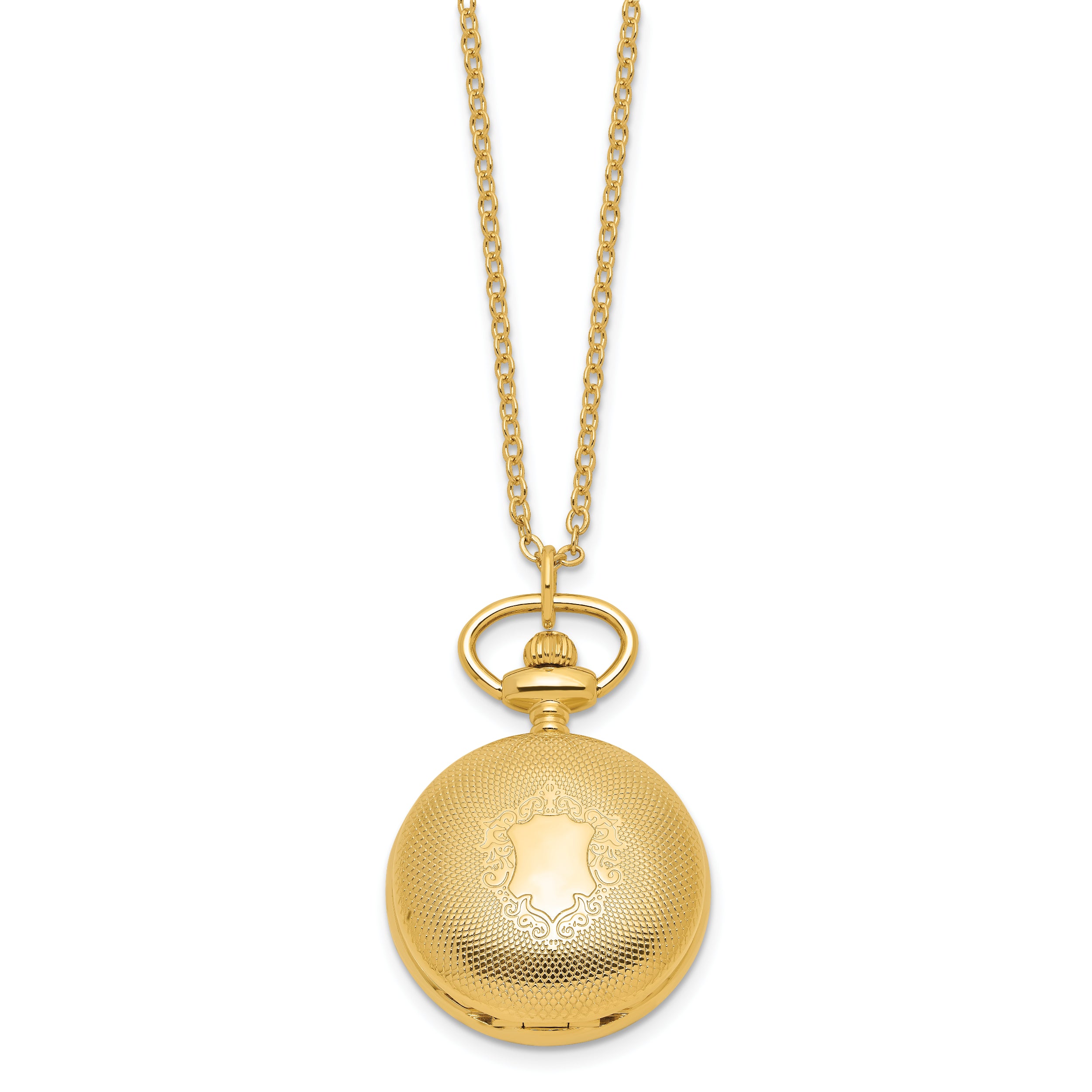 Charles Hubert Gold-finish Quilted Design Pendant Watch