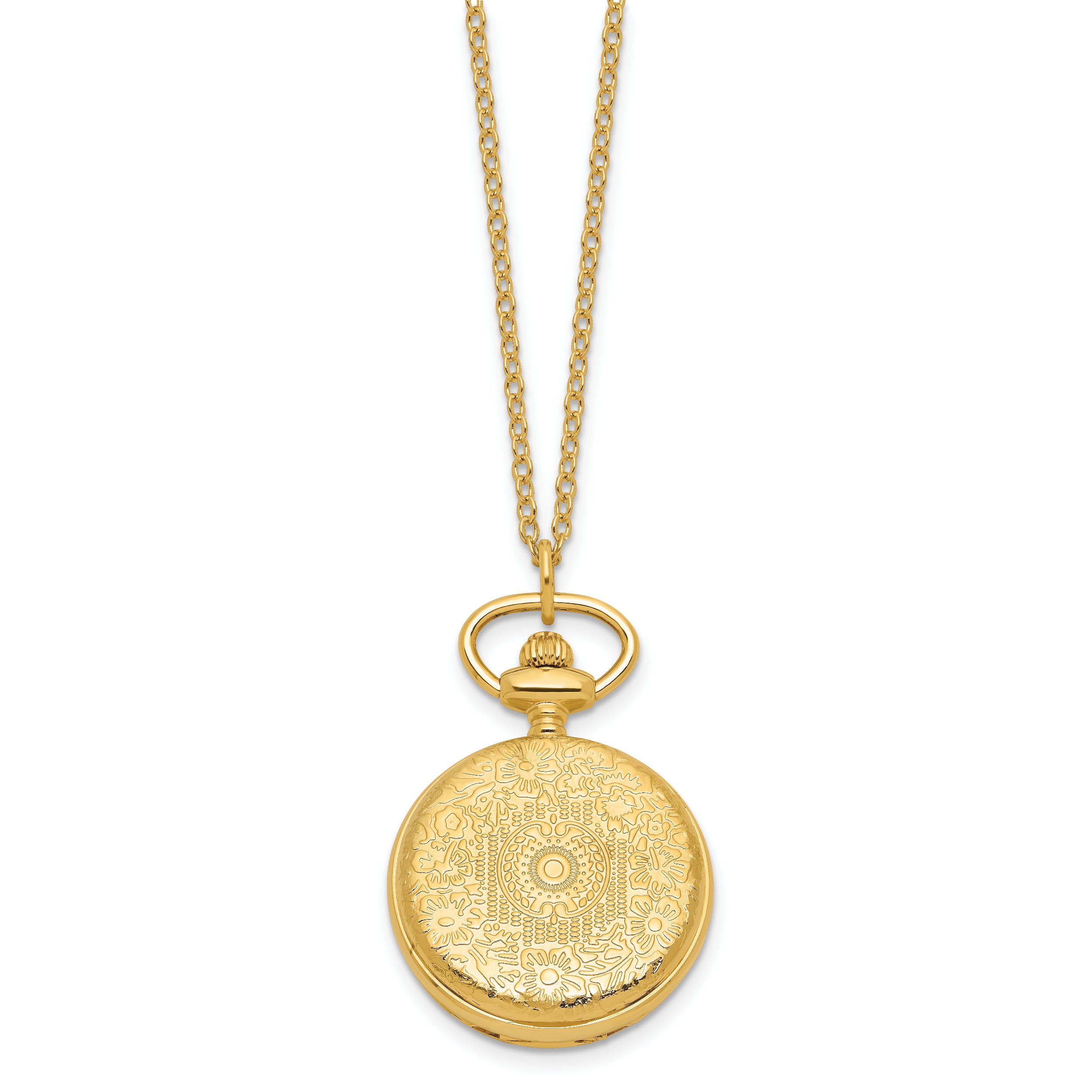 Charles Hubert Gold-finish Quilted Design Pendant Watch