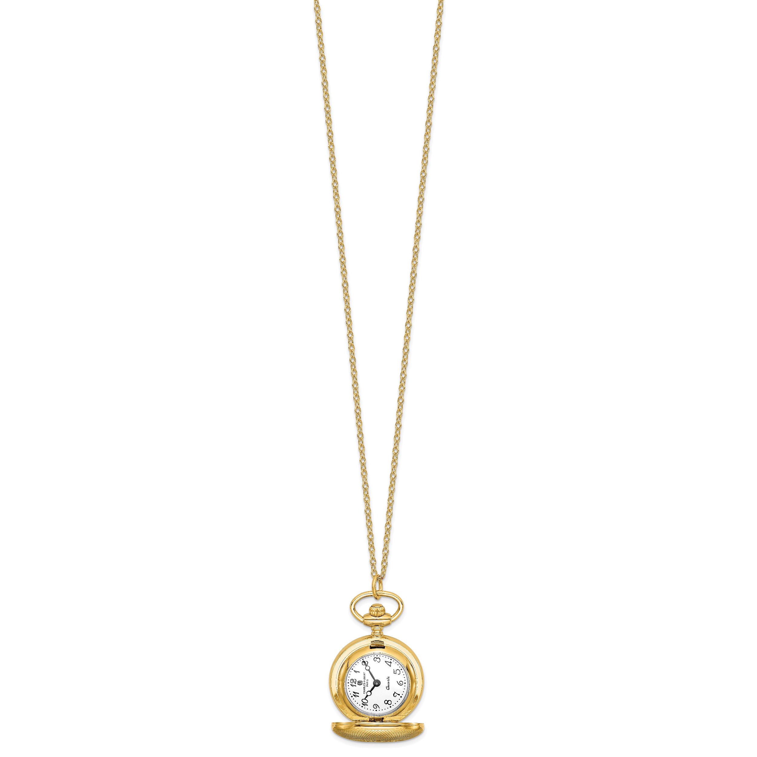 Charles Hubert Gold-finish Quilted Design Pendant Watch