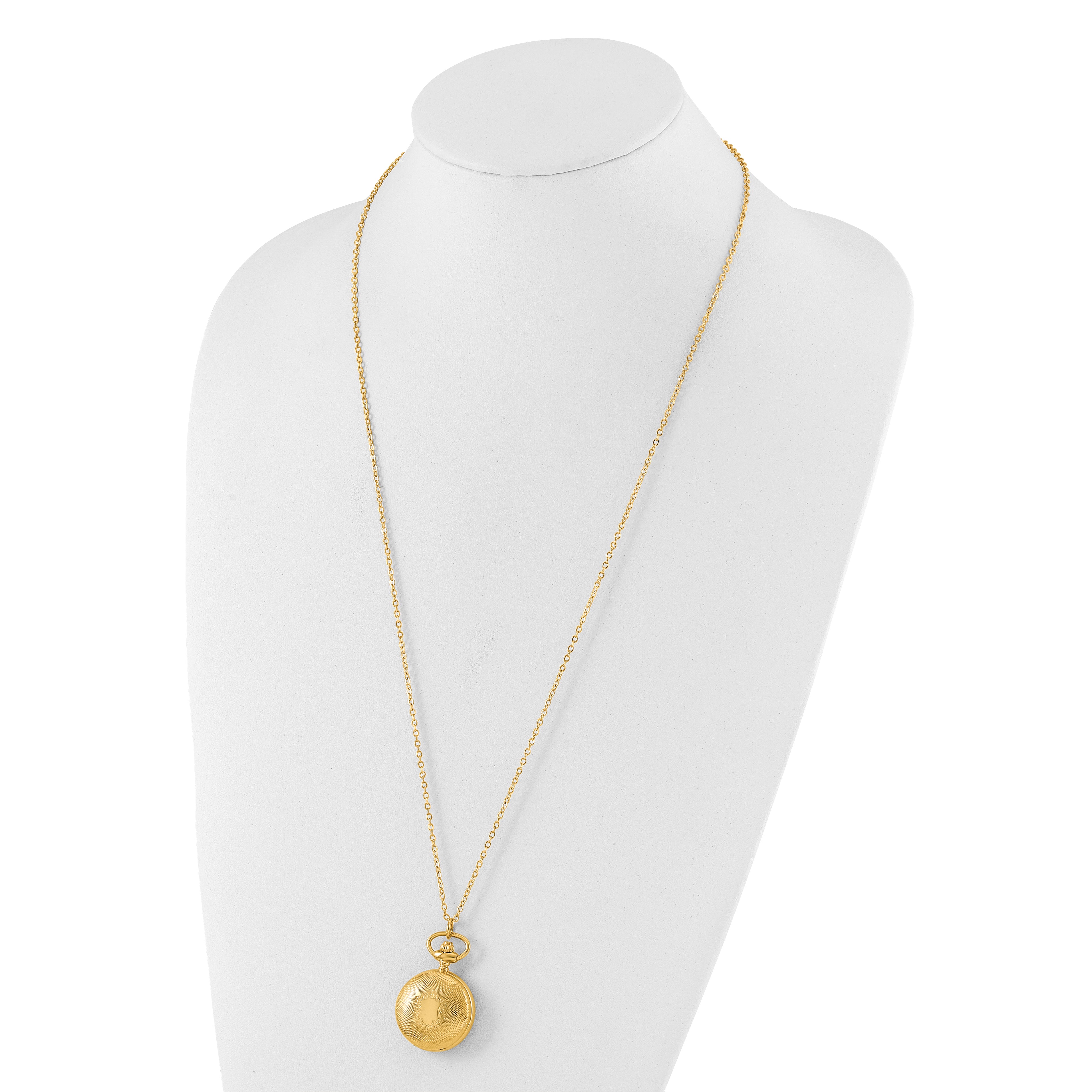 Charles Hubert Gold-finish Quilted Design Pendant Watch