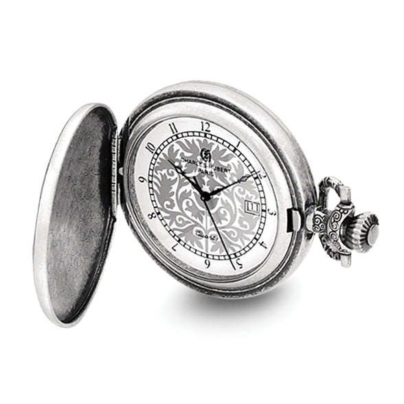 Charles Hubert Antiqued Floral Design Pocket Watch