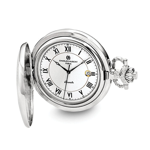 Charles Hubert Chrome-finish Floral Design Pocket Watch