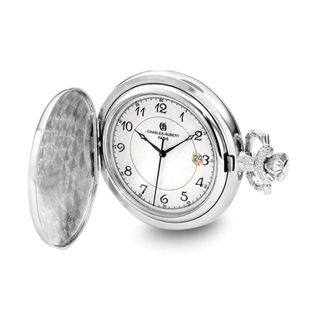 Charles Hubert Chrome-finish Skeleton Case Pocket Watch