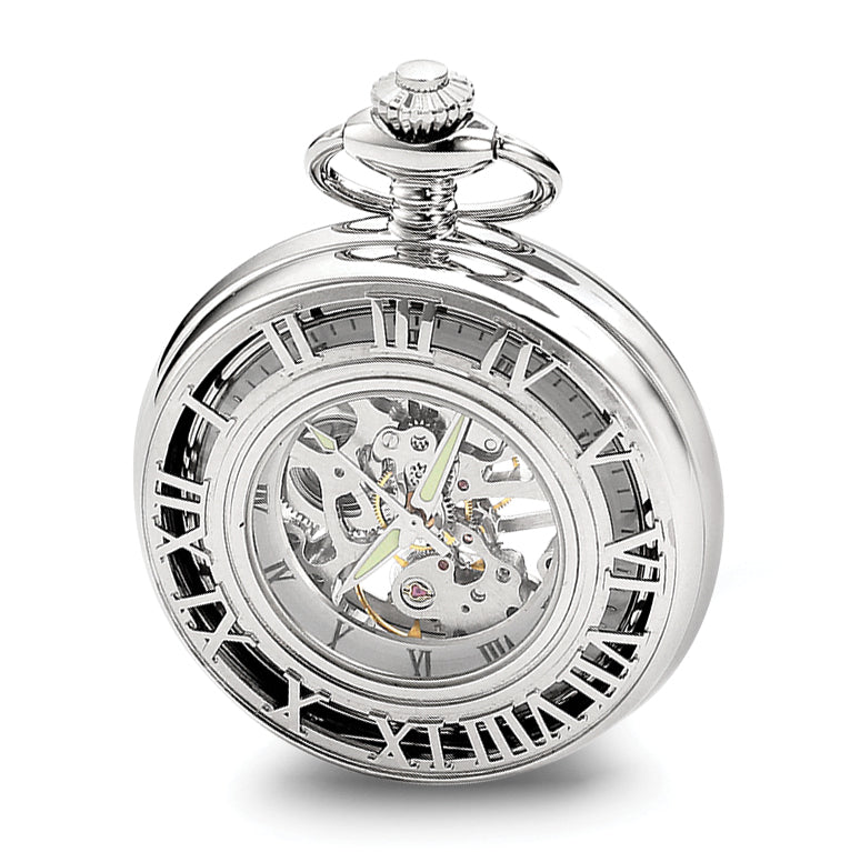 Charles Hubert Chrome-finish Floral Design Pocket Watch