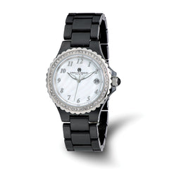Charles-Hubert Black Ceramic 38mm Stainless Steel Crystal Bezel Mother of Pearl Dial with Date Watch