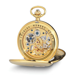 Charles Hubert IP-plated Open Heart 53mm Case Pocket Watch