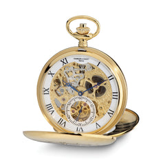 Charles Hubert IP-plated Open Heart 53mm Case Pocket Watch