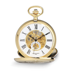 Charles Hubert Gold-finish White Skeleton Dial 53mm Pocket Watch