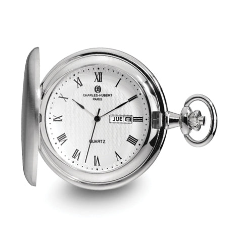 Charles Hubert Satin-finish White Dial Day/Date Pocket Watch