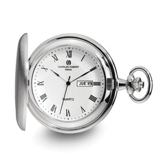 Charles Hubert Satin-finish White Dial Day/Date Pocket Watch