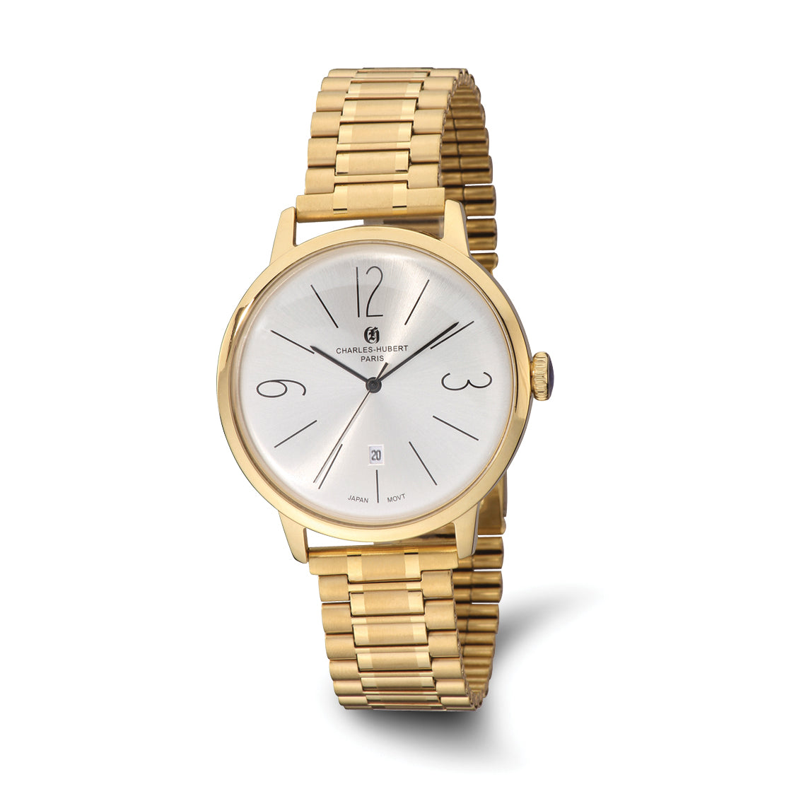 Charles-Hubert Stainless Steel Yellow IP-plated Silver-tone Dial wiht Date Watch