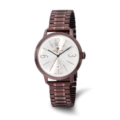 Charles-Hubert Stainless Steel Brown IP-plated Silver-tone Dial with Date Watch