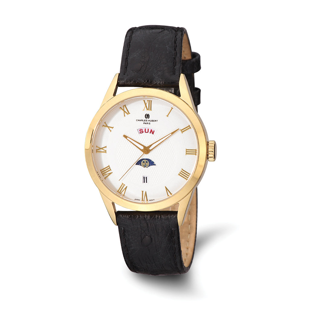 Charles-Hubert Stainless Steel Yellow IP-plated White Dial with Day and Date Watch