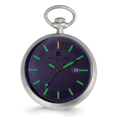 Charles Hubert Stainless Steel Open Face Tritium Quartz Pocket Watch