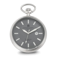 Charles Hubert Stainless Steel Open Face Tritium Quartz Pocket Watch