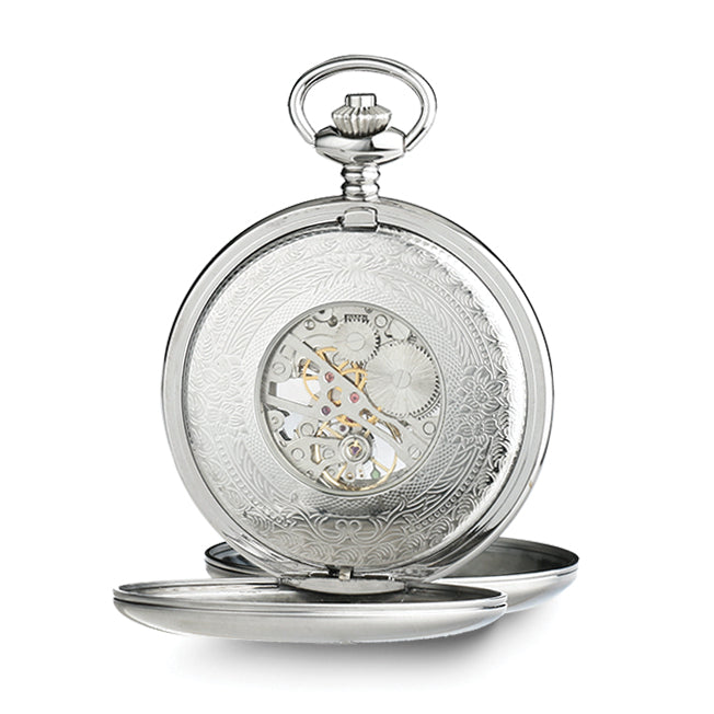 Charles Hubert Stainless Steel Double Cover Tritium Mechanical Pocket Watch