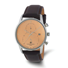 Charles Hubert Mens Stainless Steel Light Orange Dial Dual Time Watch