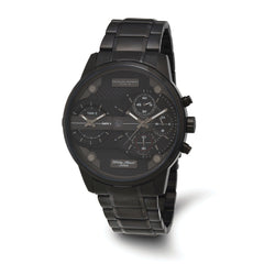 Charles Hubert Black IP-plated Stainless Chronograph Dual Time Watch