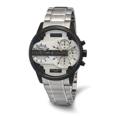 Charles Hubert Black IP-plated Stainless Chrono Dual Time Off-White Dial Wa