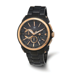Charles Hubert Black IP-plated Stainless Steel Chronograph Black Dial Watch