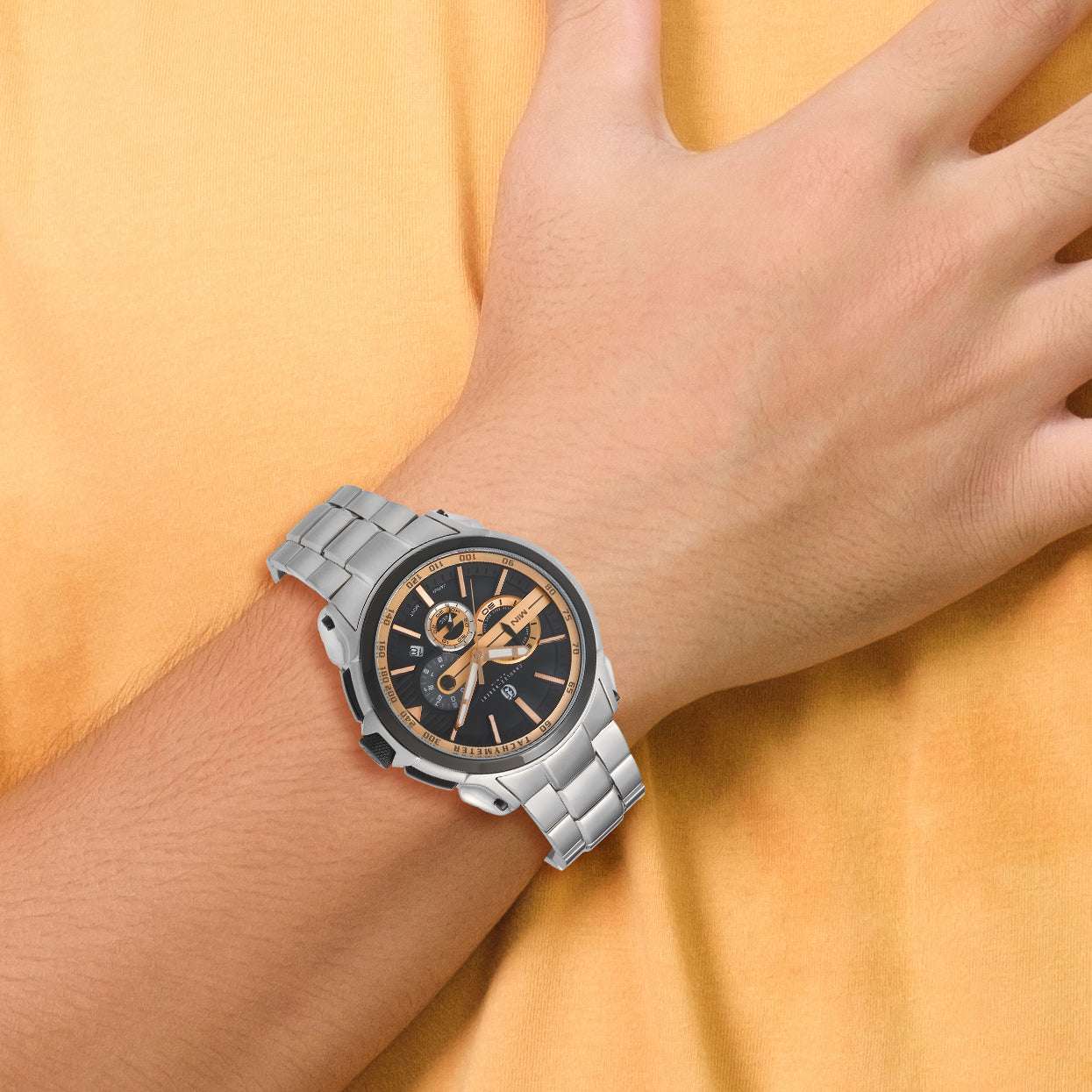 Charles Hubert Stainless Steel Chronograph Black Dial Watch