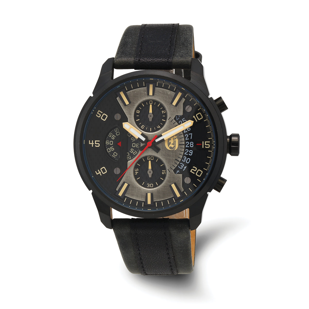 Charles Hubert Black IP-plated Stainless Steel Chronograph Black Dial Watch