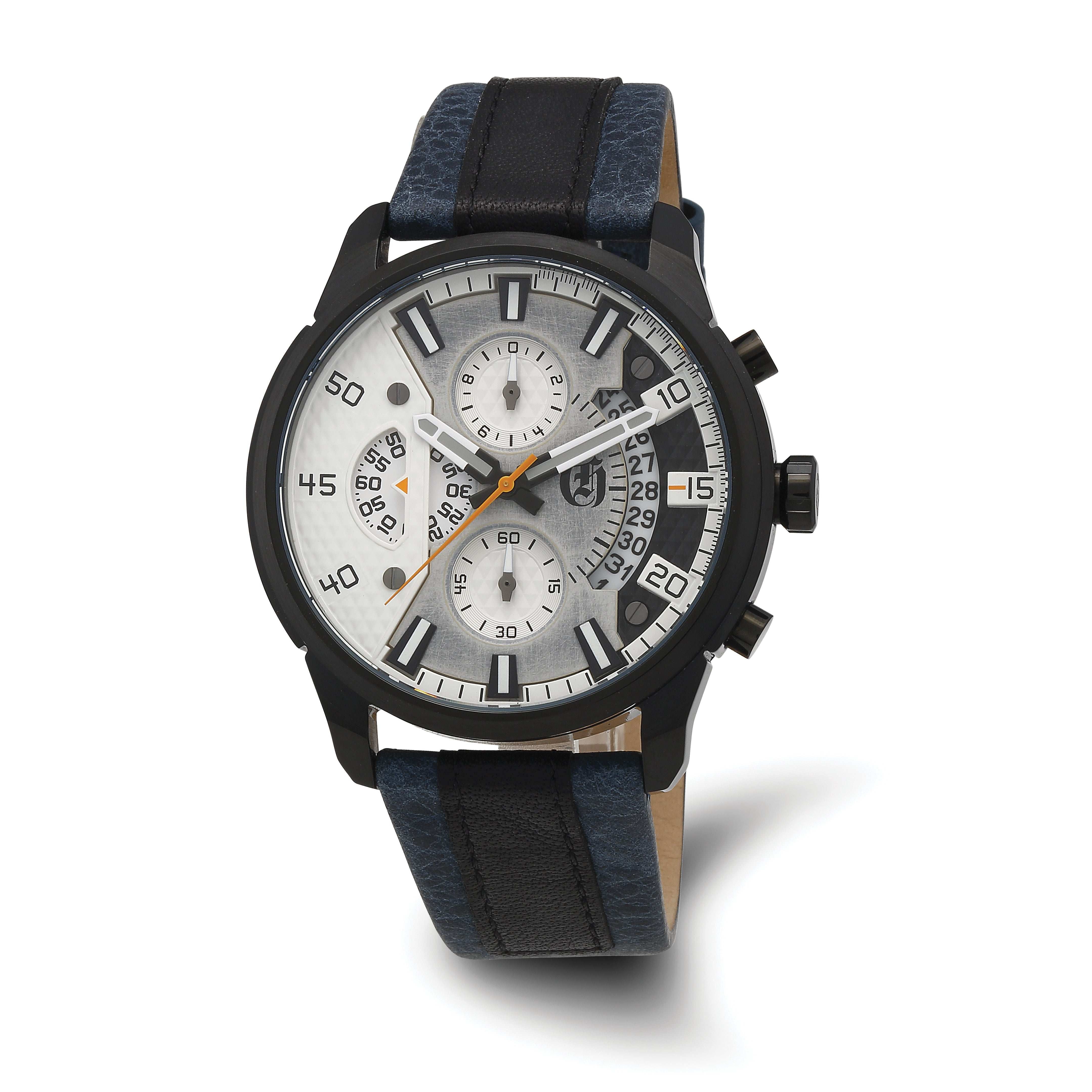Charles Hubert Black IP-plated Stainless Steel Chronograph White Dial Watch