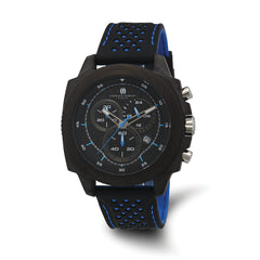 Charles Hubert Carbon Fiber Case Chronograph Blue Strap Watch