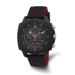 Charles Hubert Carbon Fiber Case Chronograph Red Strap Watch