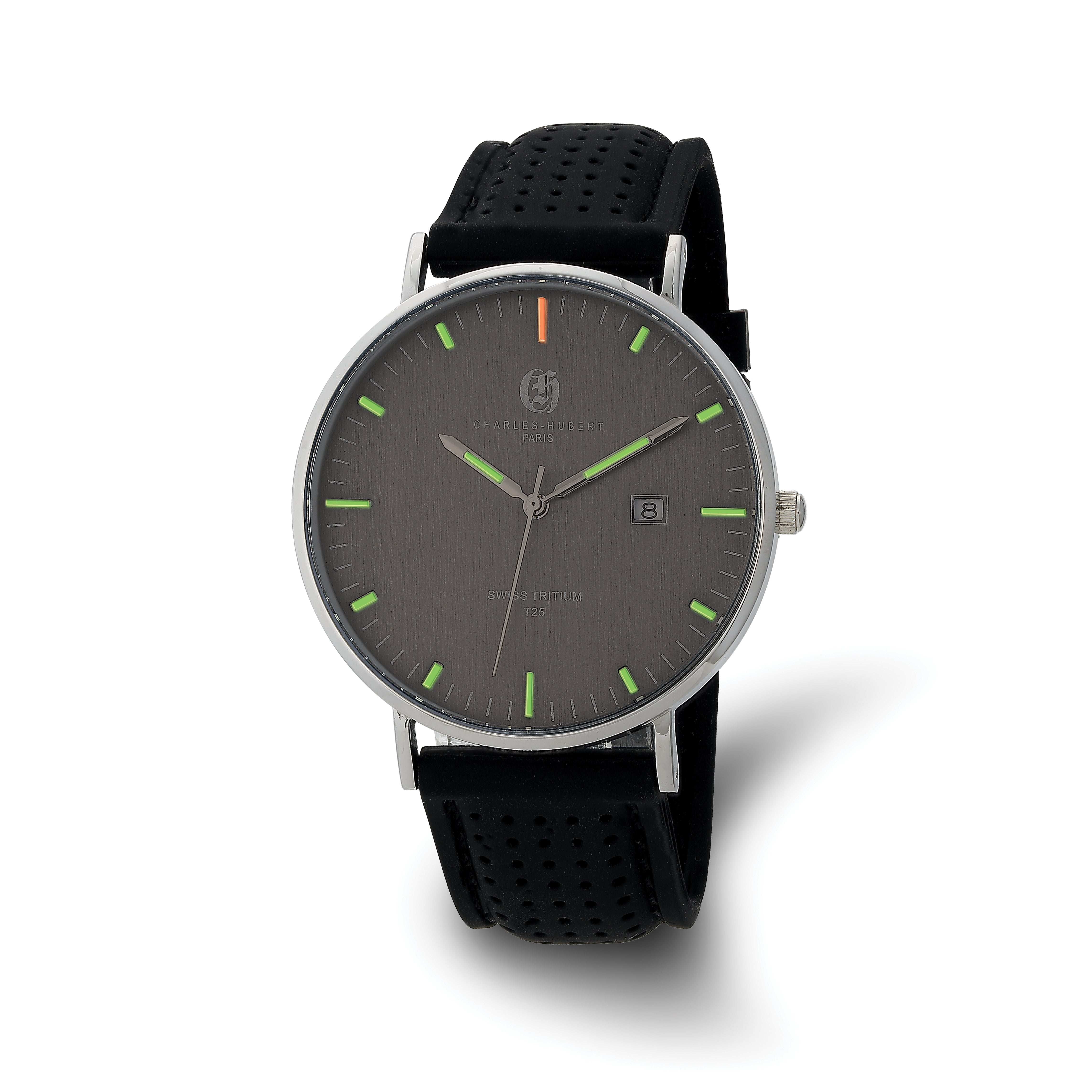 Charles Hubert Stainless Steel w/2 Bands Tritium Grey Dial Watch