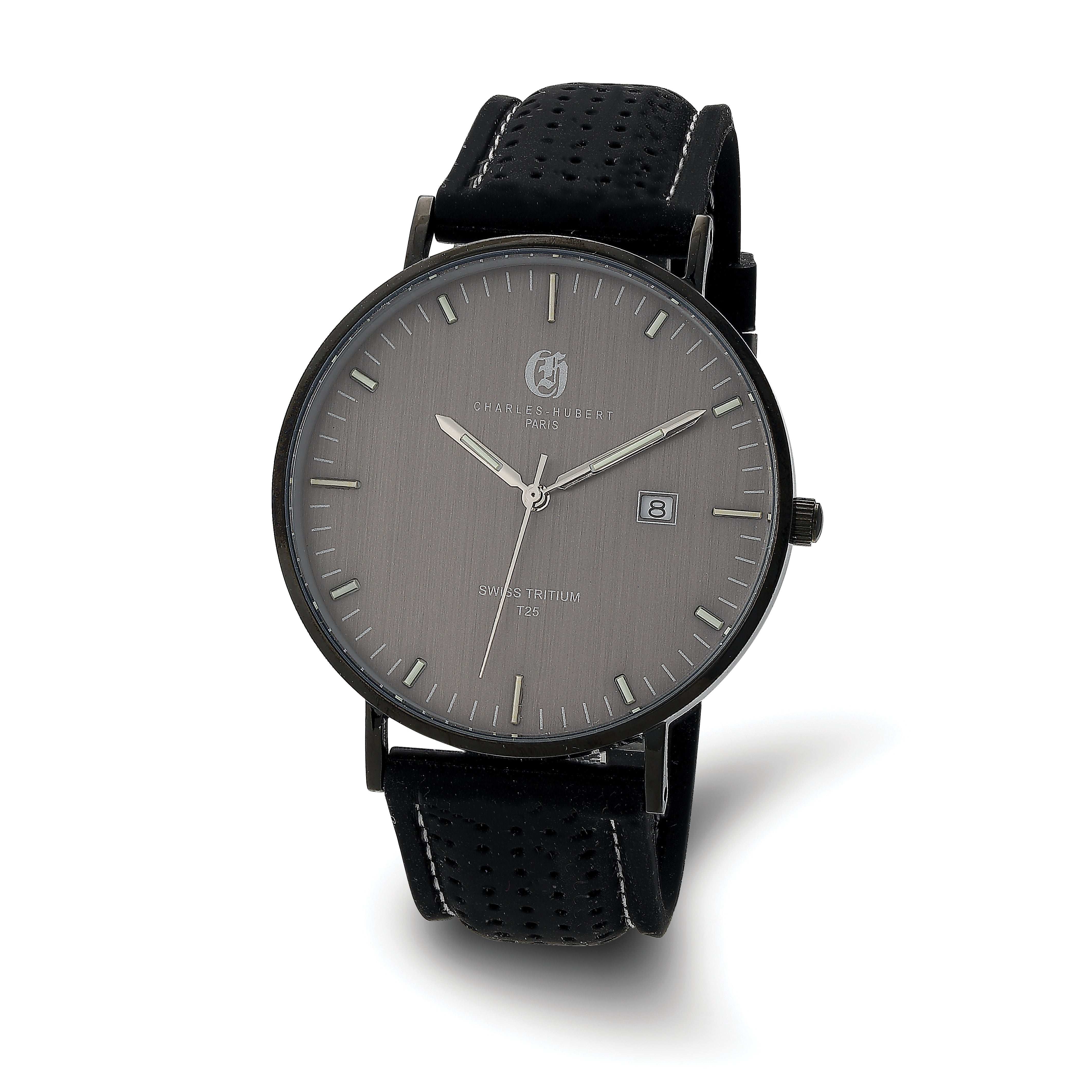 Charles Hubert Stainless Steel w/2 Bands Tritium Grey Dial Watch