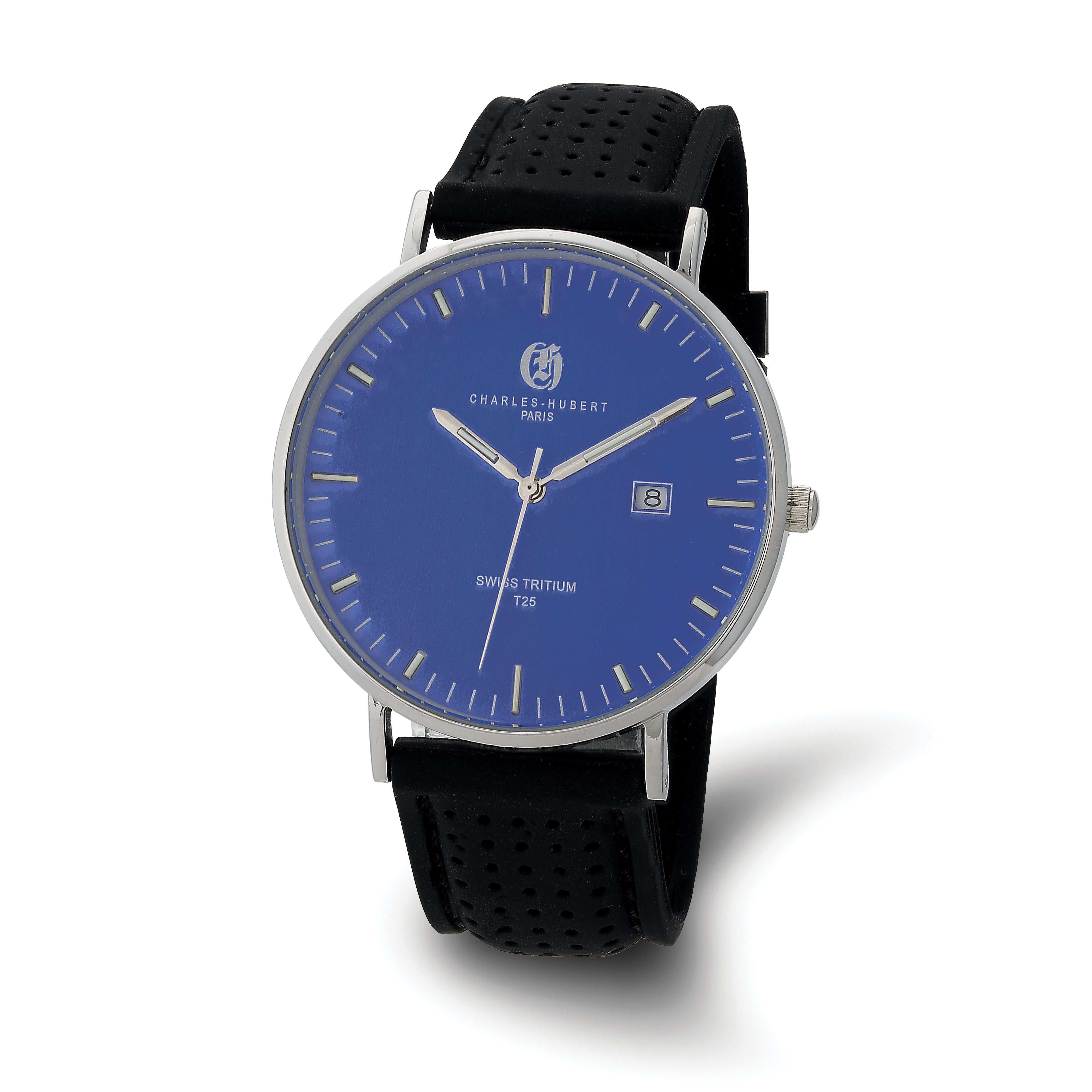 Charles Hubert Stainless Steel w/2 Bands Tritium Blue Dial Watch