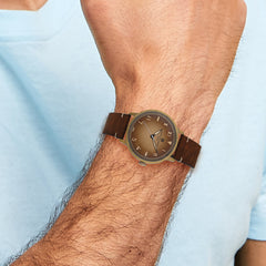 Charles Hubert Antique IP-plated Stainless Steel Brown Dial Quartz Watch