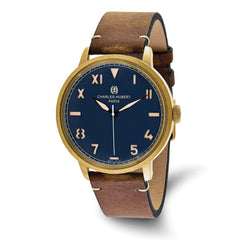 Charles Hubert Antique IP-plated Stainless Steel Blue Dial Quartz Watch