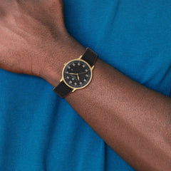 Charles Hubert IP-plated Stainless Steel Black Dial Quartz Watch