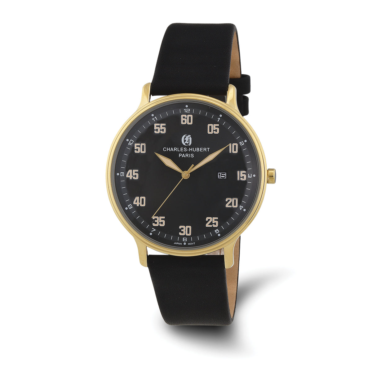 Charles Hubert IP-plated Stainless Steel Black Dial Quartz Watch