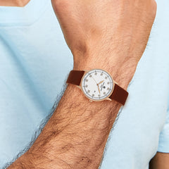 Charles Hubert Rose IP-plated Stainless White Dial Quartz Watch