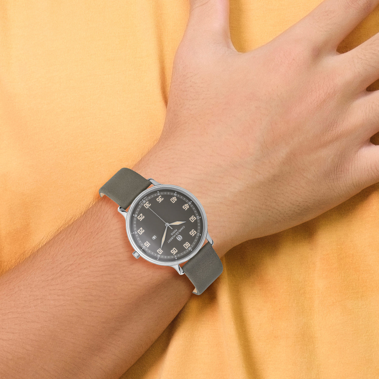 Charles Hubert Stainless Steel Grey Dial Quartz Watch