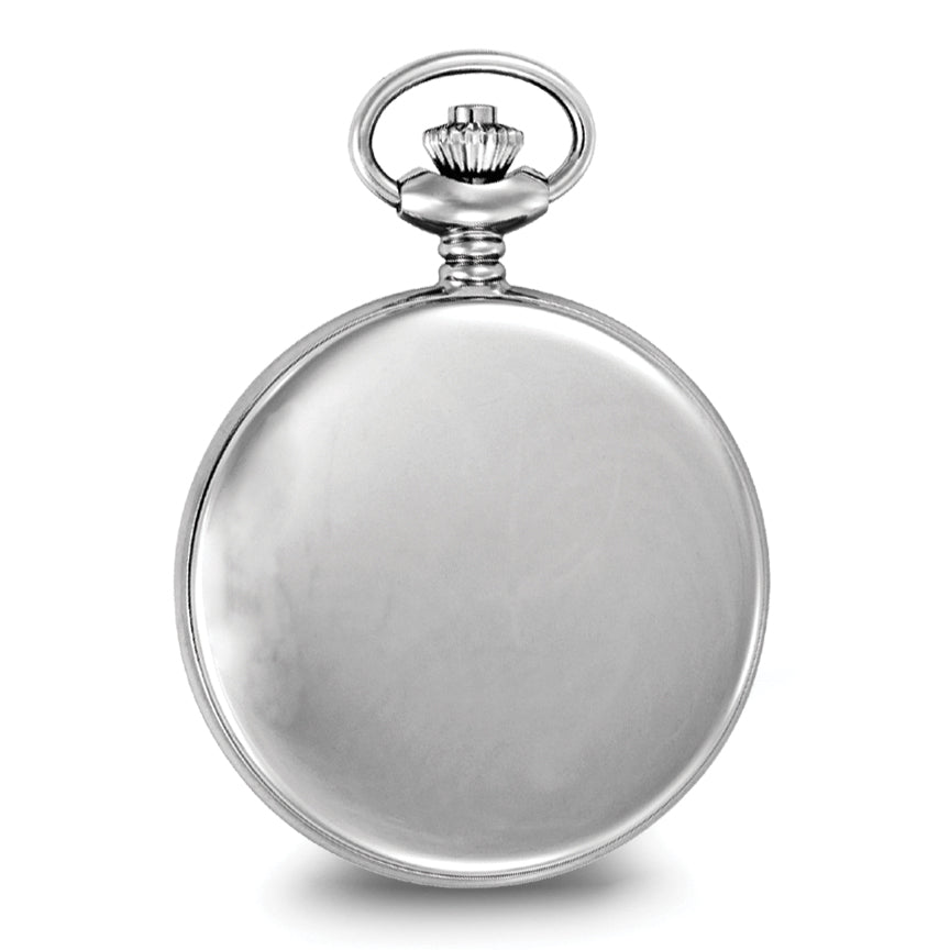 Charles Hubert Stainless Case w/Floral Shield Skeleton Pocket Watch