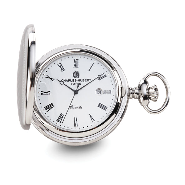 Charles Hubert Stainless Hunter Case w/Shield White Dial Pocket Watch