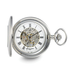 Charles Hubert Stainless Hunter Case w/Shield Skeleton Pocket Watch