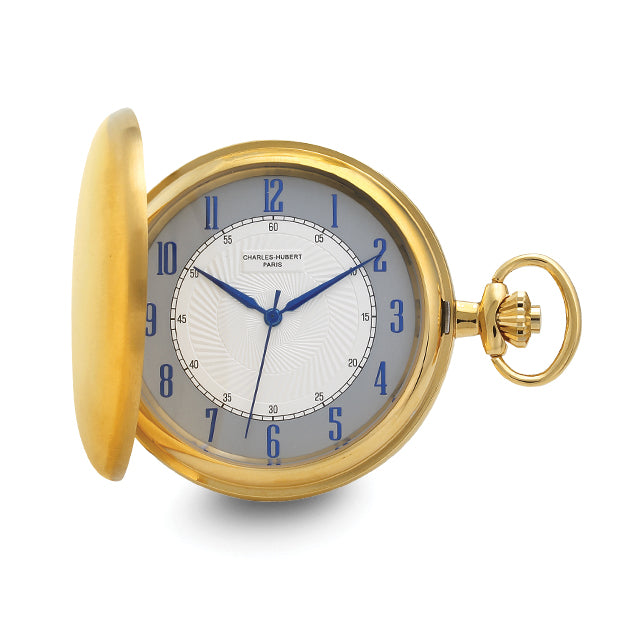Charles Hubert Satin IP-plated Stainless White Dial Pocket Watch