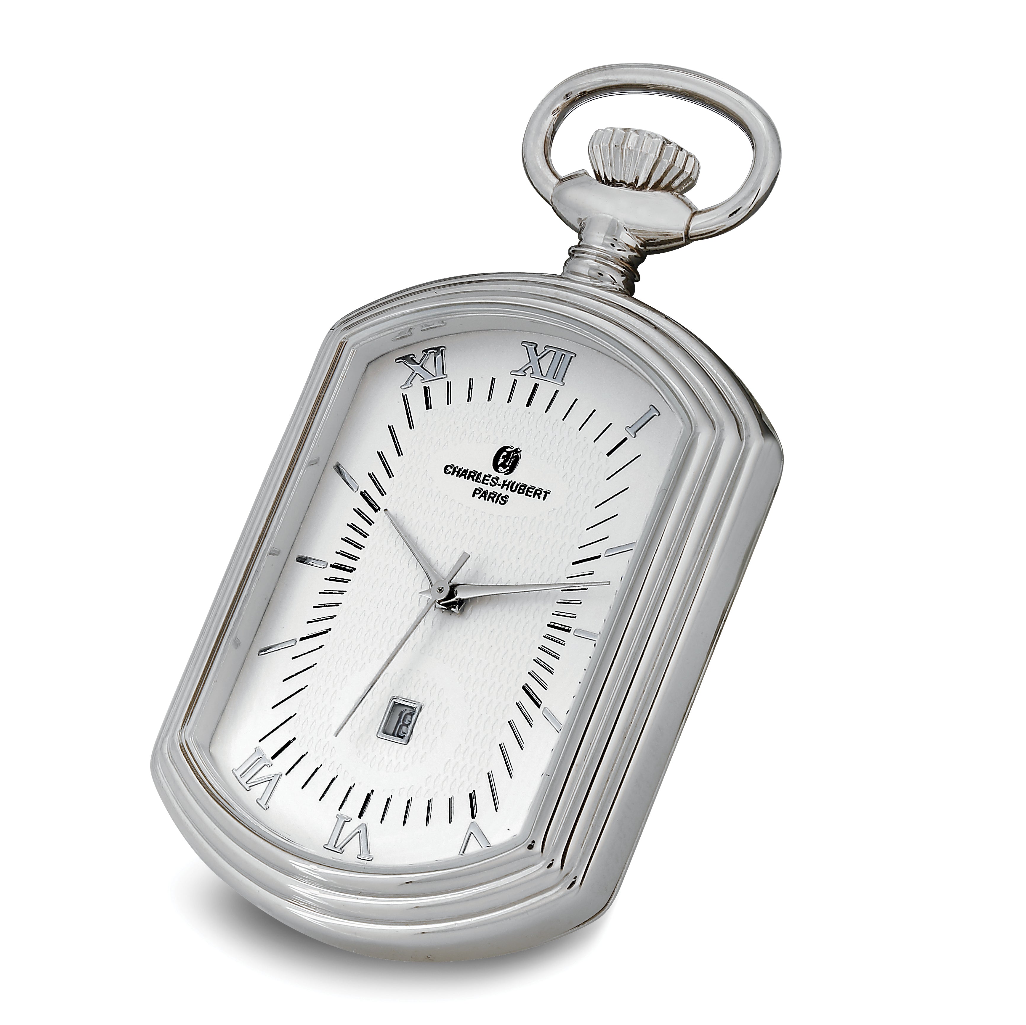 Charles Hubert Chrome-finish Open Face Rectangular Pocket Watch