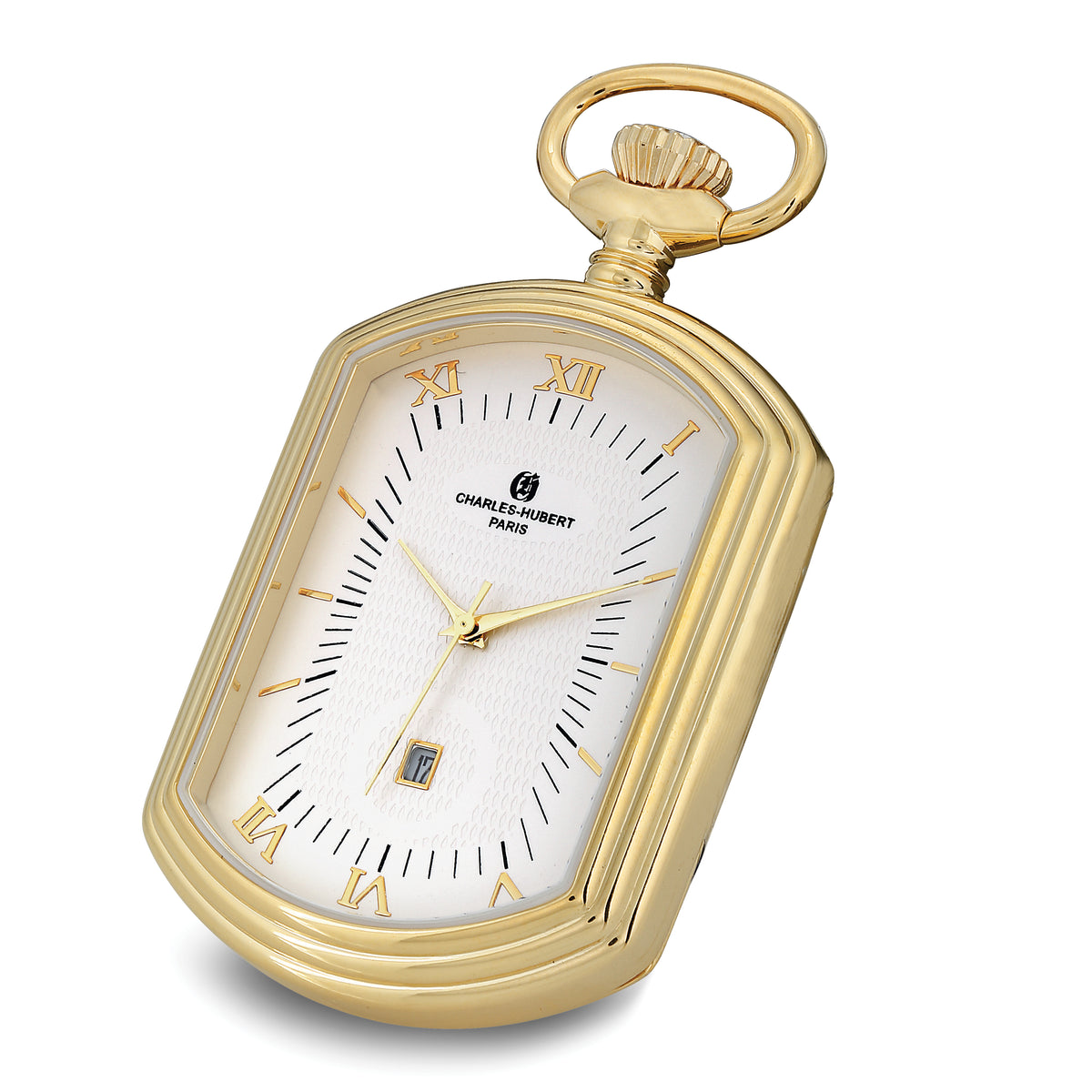 Charles Hubert Gold-finish Open Face Rectangular Pocket Watch