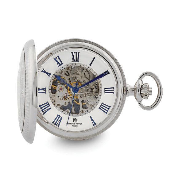 Charles Hubert Chrome-finish Open Window Case Pocket Watch