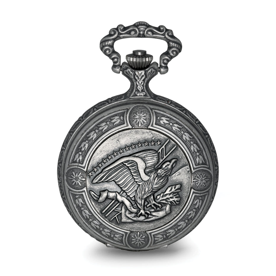 Charles Hubert Antique Chrome-finish Eagle Medallion Pocket Watch